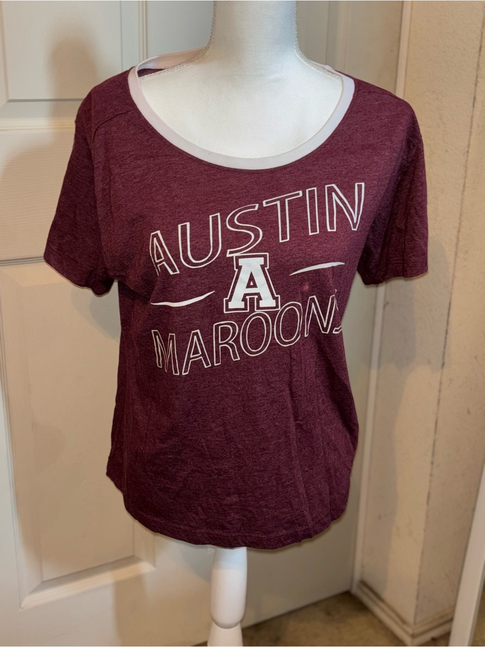Austin Maroon Scoop Neck Short-Sleeve Tee
